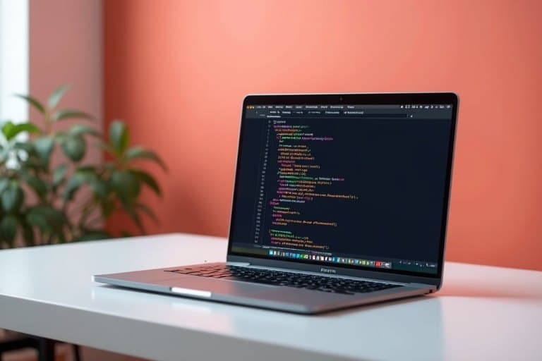 Coding on a laptop